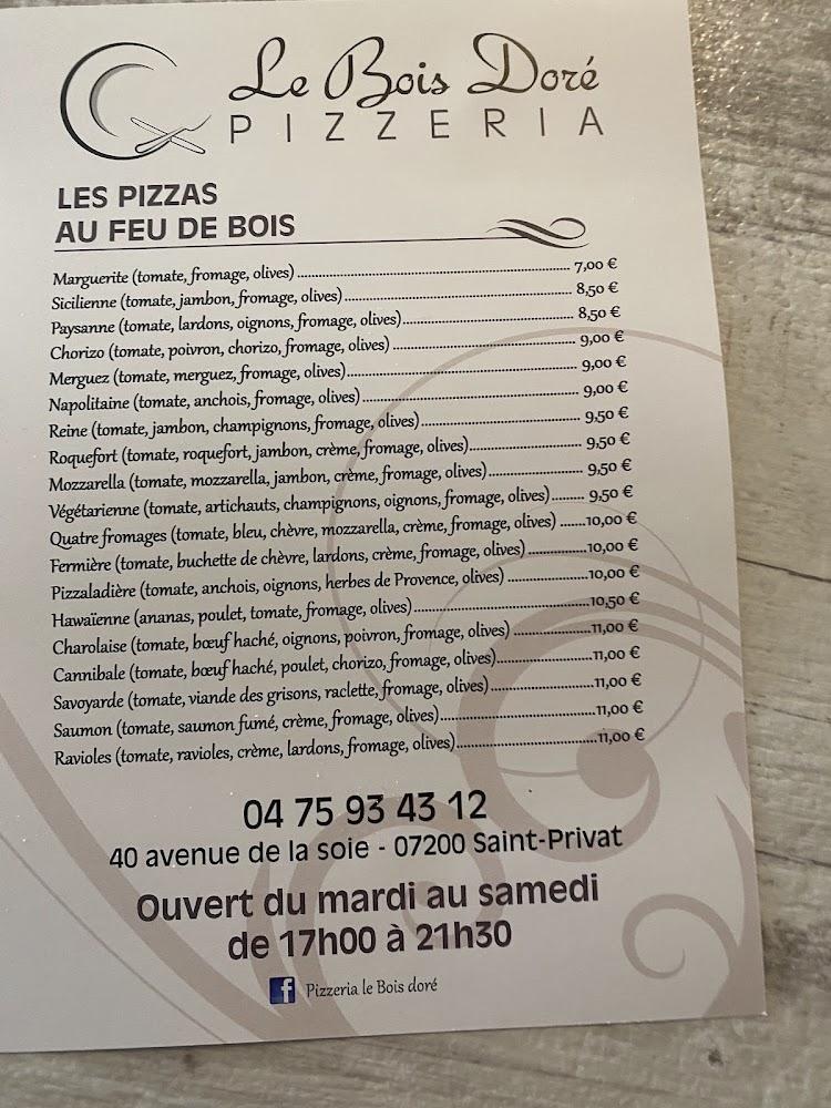 Pizzeria le bois dore (Ardeche) - Menu Image 1