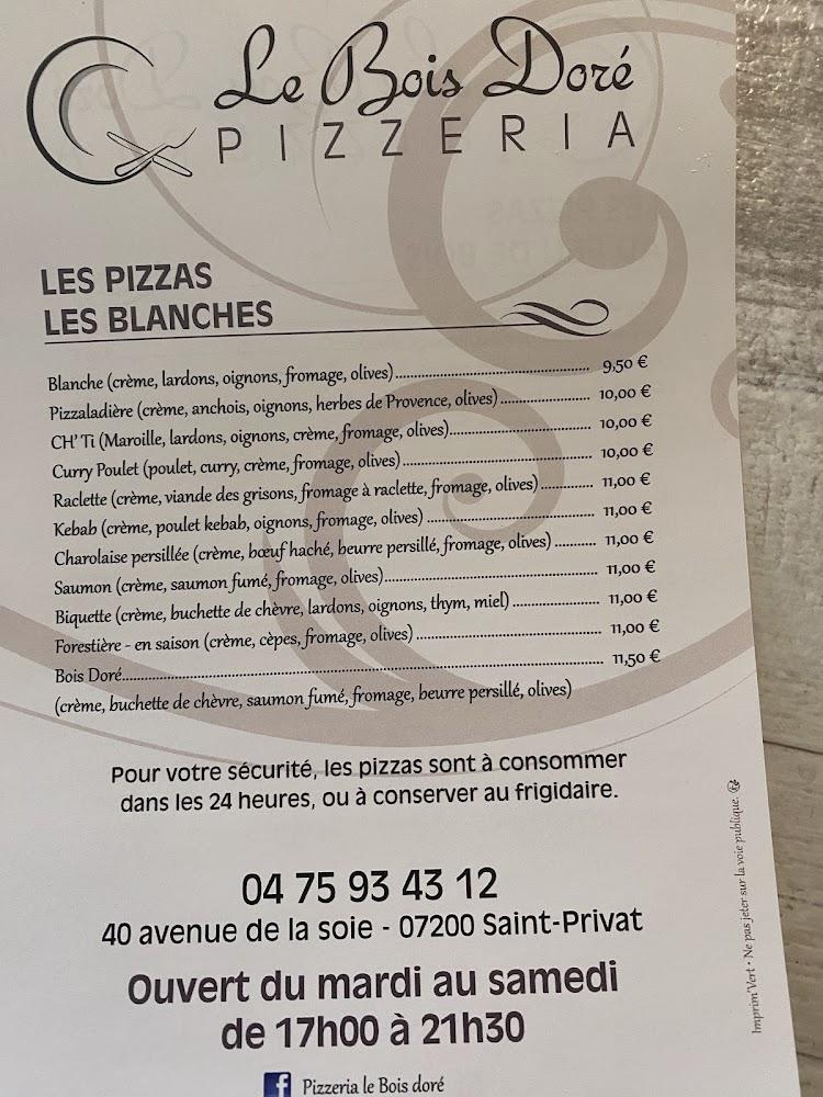 Pizzeria le bois dore (Ardeche) - Menu Image 2